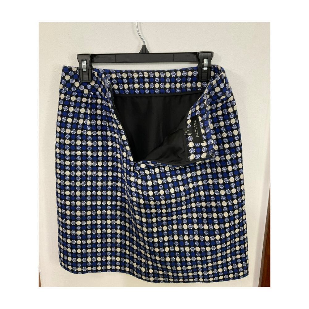Talbots Mod Style Wool Blend Tweed Skirt High Waist Blue Size 2 XS - Picture 3 of 7